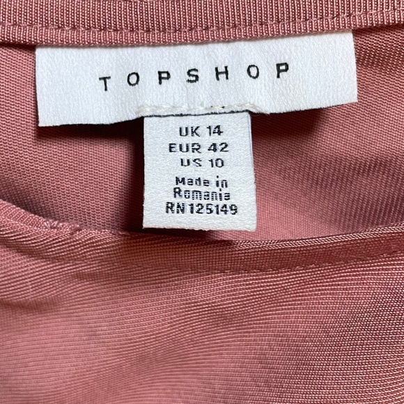 Topshop Tilda Pink Tie Shoulder Button Side Slip Mini Dress NWOT US Size 10 - Picture 4 of 5